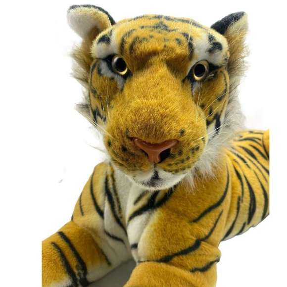 Striped Bengal Tiger Laying Best Made Toys Stuffed Plush Realistic 28 Inch - Picture 2 of 5